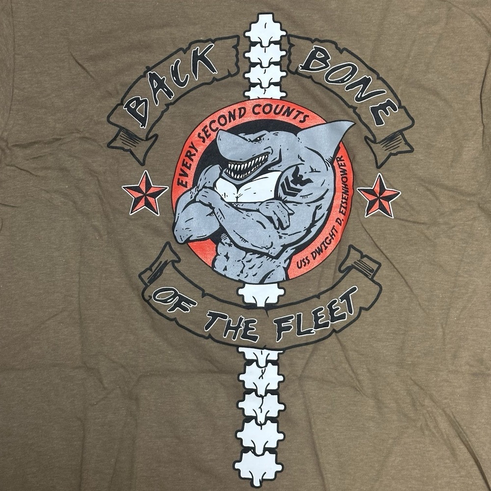 Soffe Mens USS Dwight D Eisenhower IKE Military Graphic T-Shirt Khaki Small